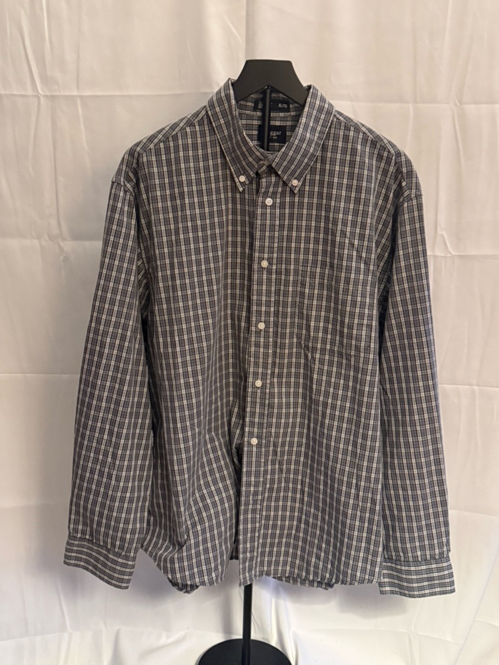 Haggar Men's Button-Down Plaid Shirt - Blue & Gray